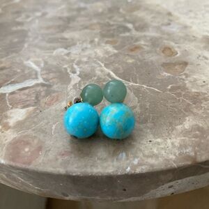 Jennifer Behr x Julia Berolzheimer Cara  Turquoise and Green Stud Earrings